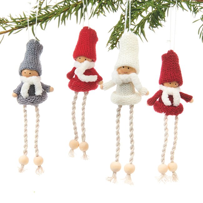 Nisser i stof m/ hngeben - 4 stk.