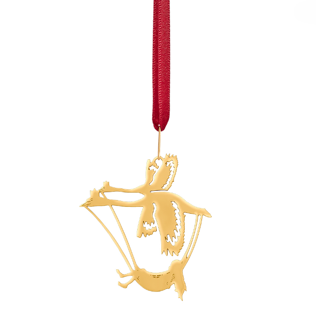 H.C.Andersen Julepynt ophng i gaveske - Forgyldt med 18 kt. guld - De vilde svaner-6 cm