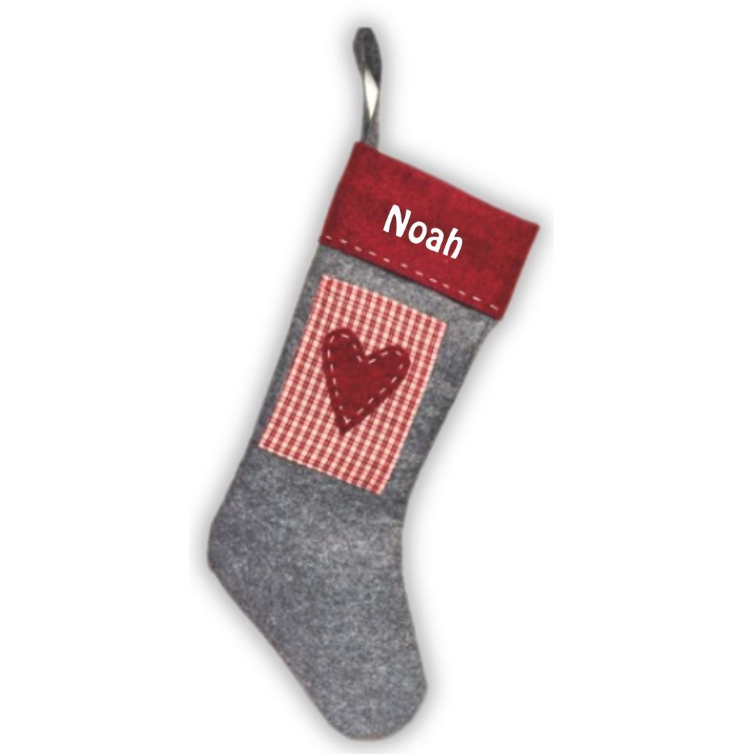 Julesok-Gr med rdt hjerte-med/uden navn