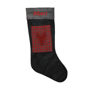 Julesok-Sort med rdt hjerte-med/uden navn