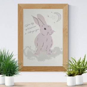 Plakat A4 - Rosa Kanin - Elsker dig