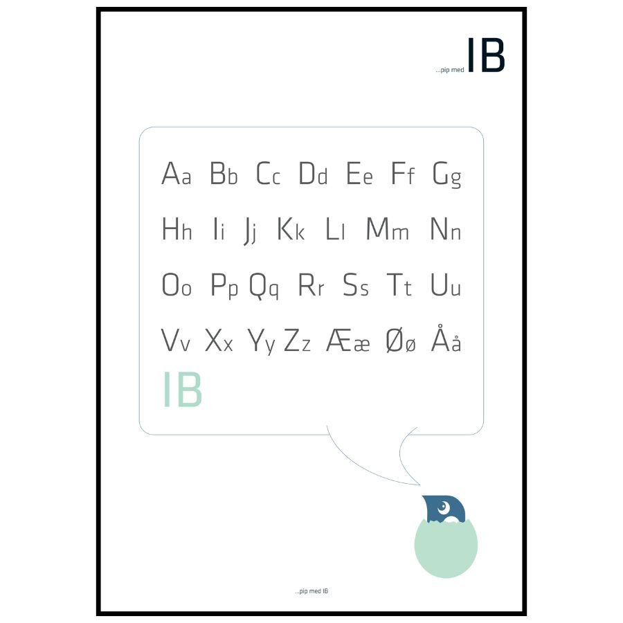 Plakat med Alfabet - Dreng A4 (210 x 297 mm)