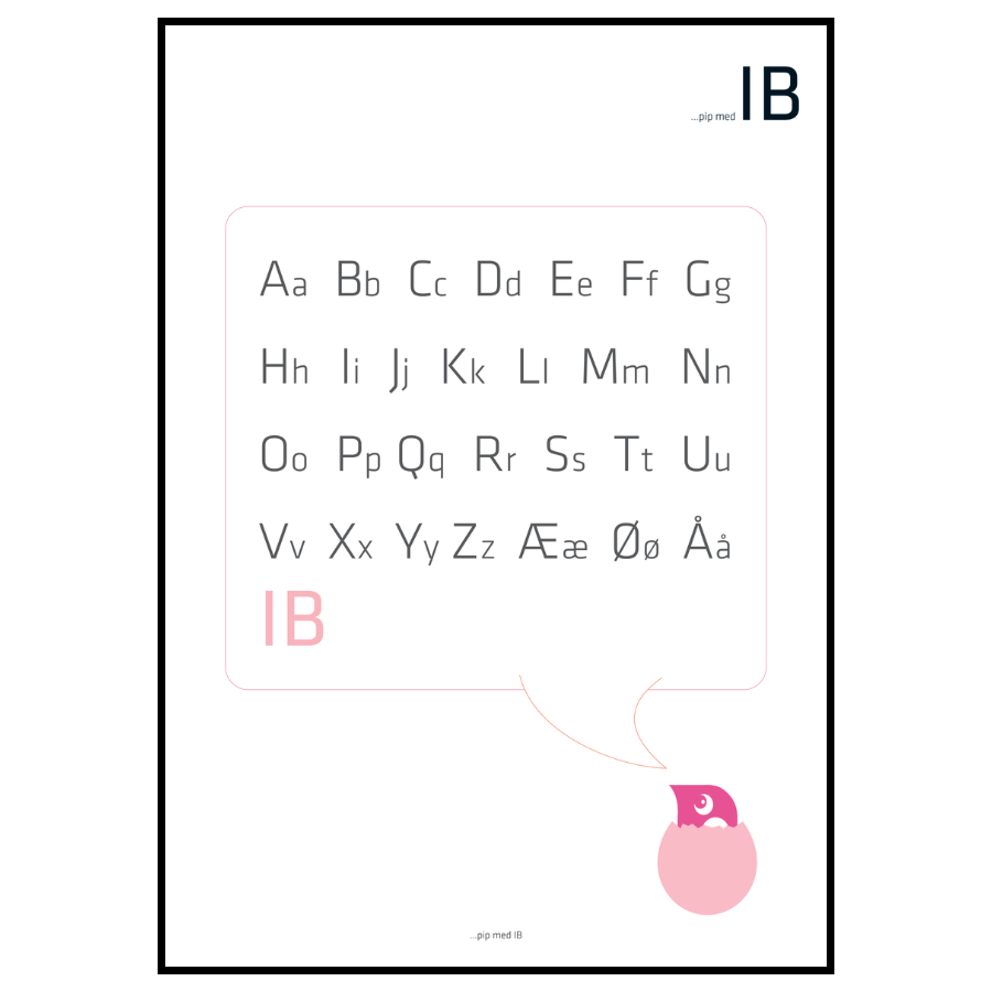 Plakat med Alfabet - Pige A3 (297 x 420 mm) + 40 kr