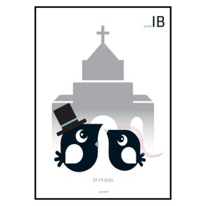 Plakat til bryllupsdagen - med dato