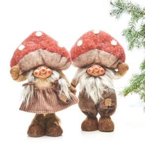 Pobra nissepar m/svampehat - 33 cm.