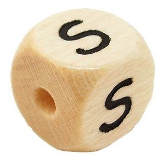 Bogstavperle i tr� 10 mm S