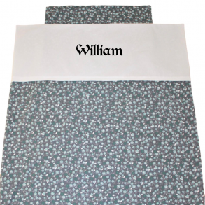 Juniorsengetj - Gr med mint blomster  - med/uden navn