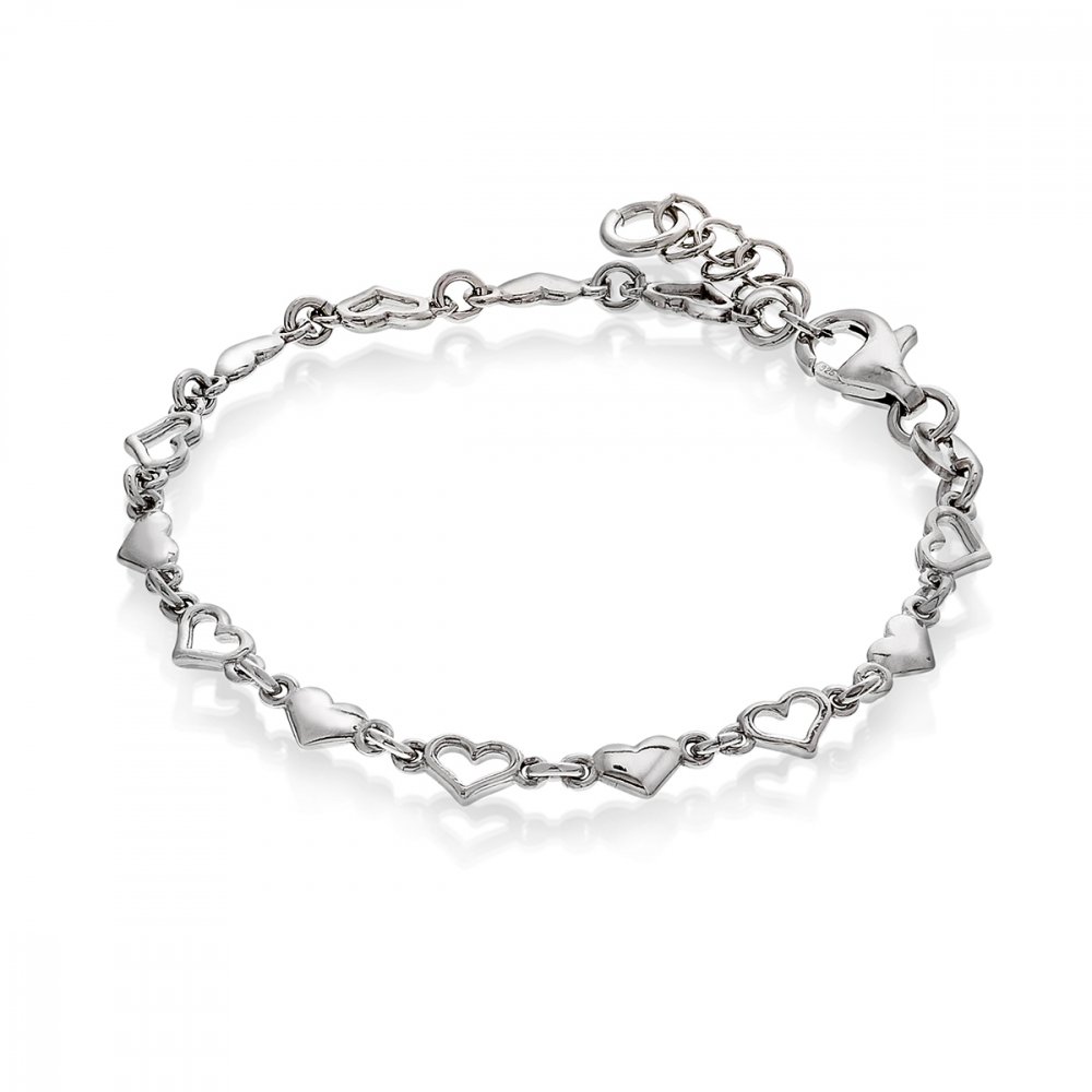 prik Ved navn sympatisk Armbånd i sølv - Hjerter - Smykker til børn - Bæklund Design ApS