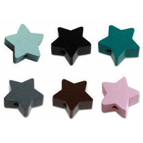 5 stk. Trperler - Stjerner lille - Blandet