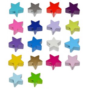 10 Stk. Trperler - Stjerner mini - Blandet