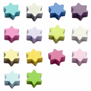 10 stk.Trperler-Stjerner Stor i blandede farver