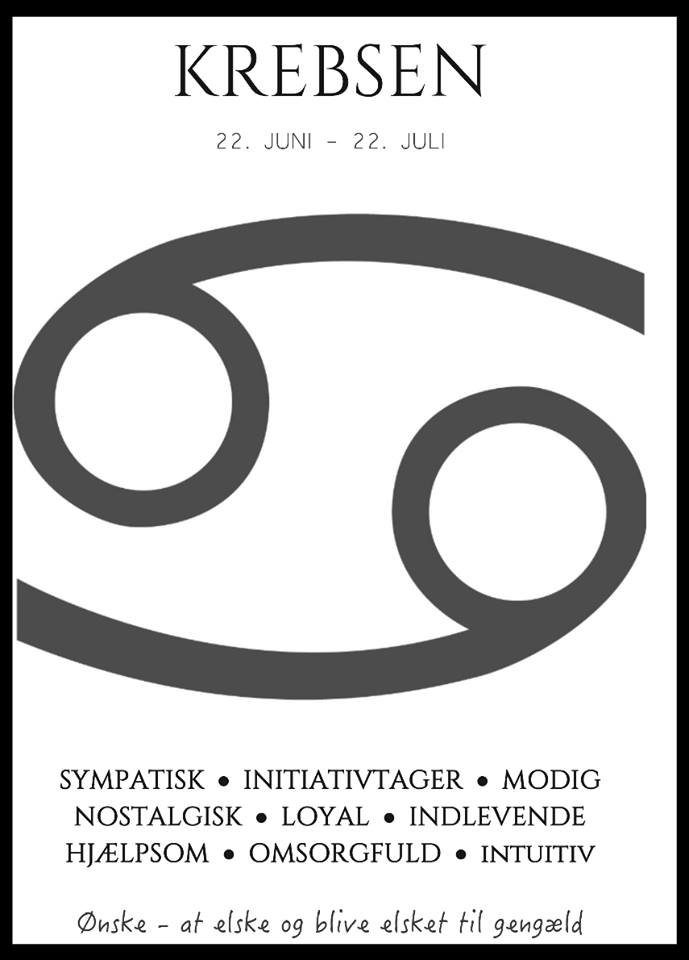 støvle Transformer metal Plakat med stjernetegn - Krebsen - Plakater med stjernetegn - Bæklund  Design ApS