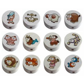 12 Stk. Trperler - Stjernetegn - Lodret - Alle stjernetegn