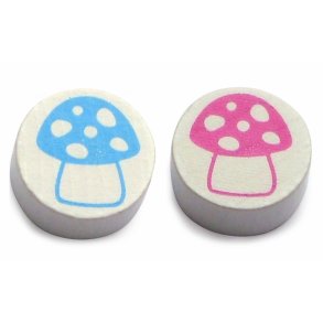 5 stk. Trperler - Svampe rund- Vandret - Blandet