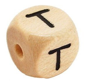 Bogstavperle i tr� 10 mm T