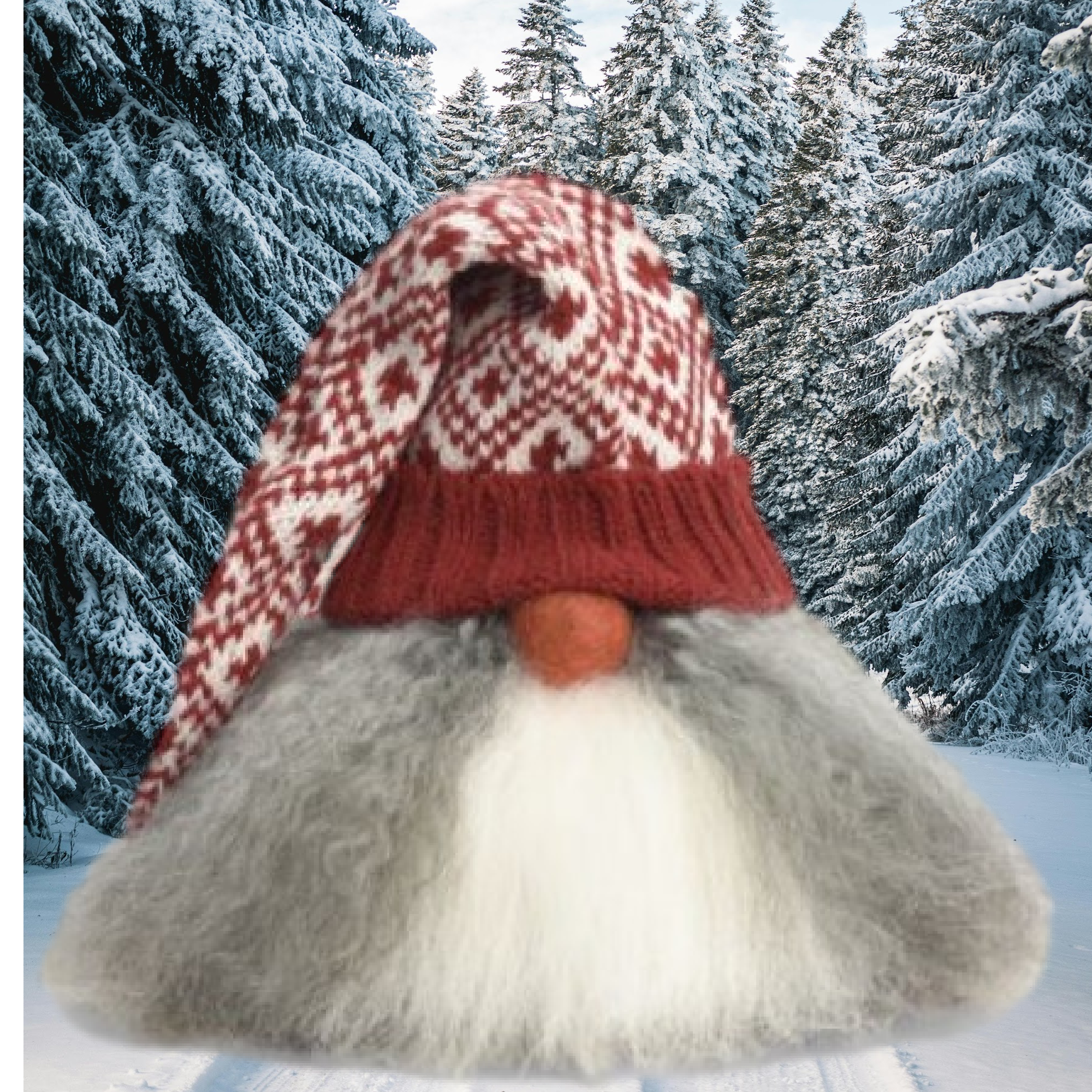 Svensk nisse-Valter med rd strikhue - 25 cm