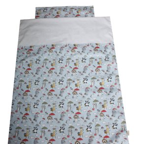 Babysengetj med sde dyr med paraplyer, Bl, Med/uden navn