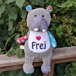 Gr flodhest - bamse - med/uden navn