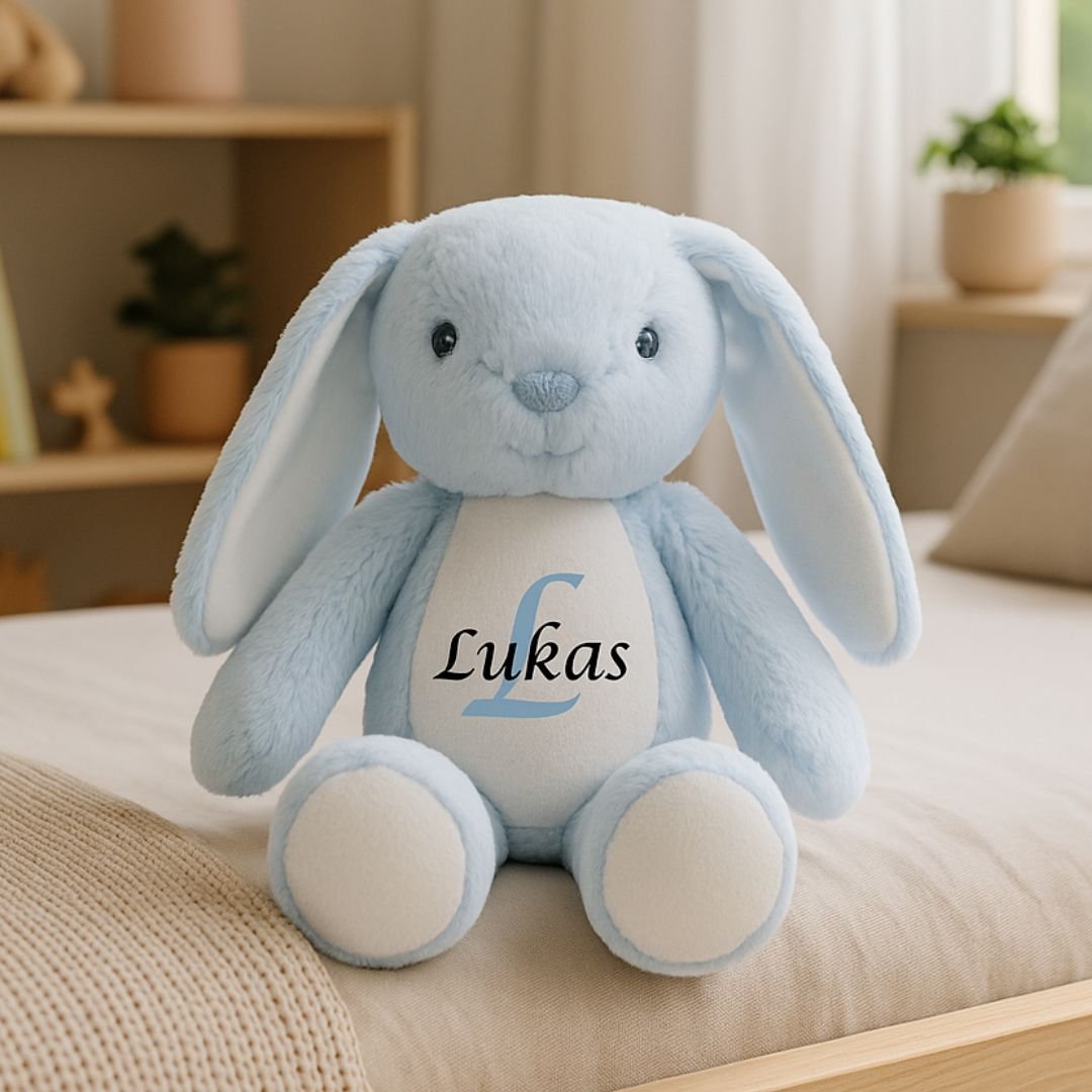 Personlig Kanin bamse, Lysebl, Med navn
