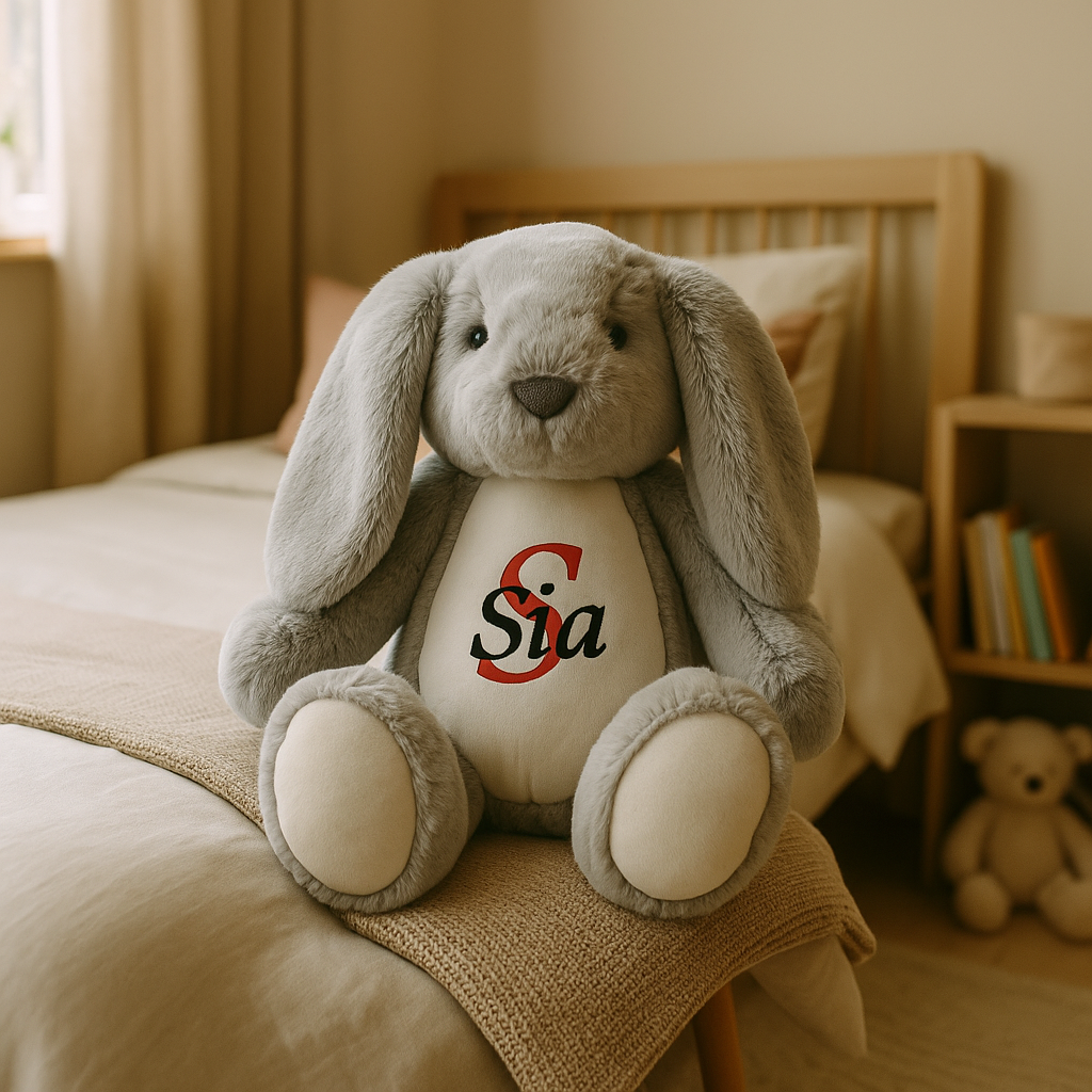 Personlig Kanin bamse, Gr, Med navn