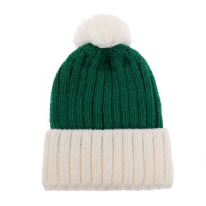 Beanie hue, Grn/Hvid, Med/uden navn