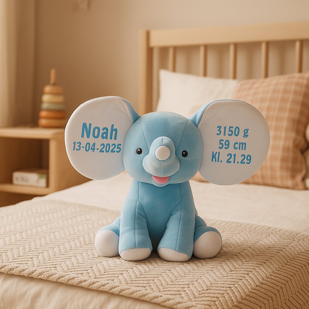 Lysebl dumbo elefant bamse med/uden navn