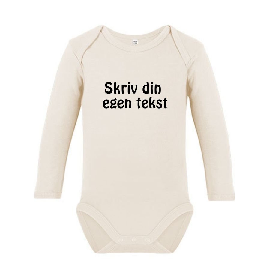 �kologisk body med lange �rmer - Beige - Skriv din egen tekst 62-68 (3-6 m&aring;neder)