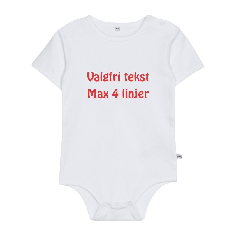 Body med korte rmer-Hvid-Vlg str. og farve p tekst-Skriv din egen tekst