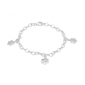 S�lvarmb�nd blomster m/crystal