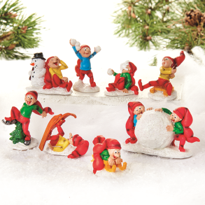 8 stk. Bramminge nisser til nisselandskab - 6 cm