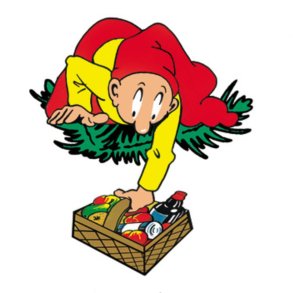 Bramming kravlenisse i tr, Nisse med picnickurv, 40 cm