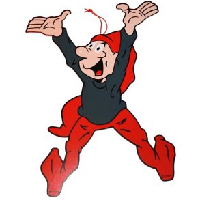 Bramming kravlenisse i tr med rde bukser, 25 cm