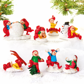 8 stk. Bramminge nisser til nisselandskab - 4 cm