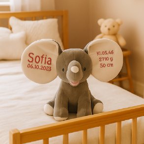 Gr dumbo elefant bamse med/uden navn