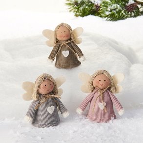 3 stk engle i tr med fljlskjoler