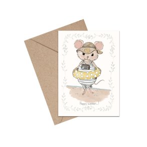 Tillykkekort - Sommer mus kort