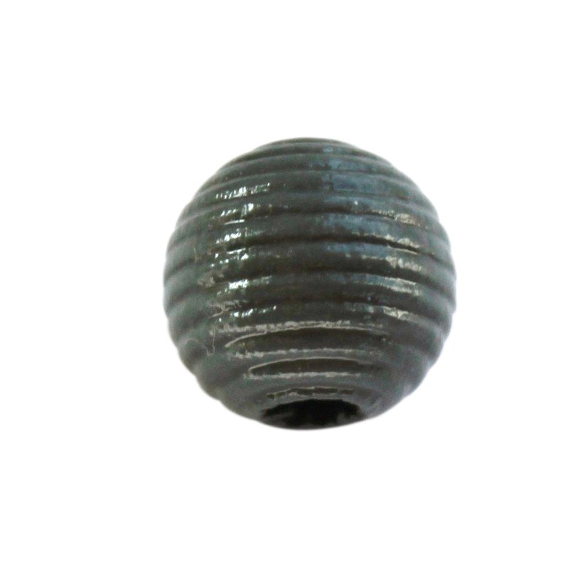 20 stk. - 10 mm rillede tr�perler M�rkegr�