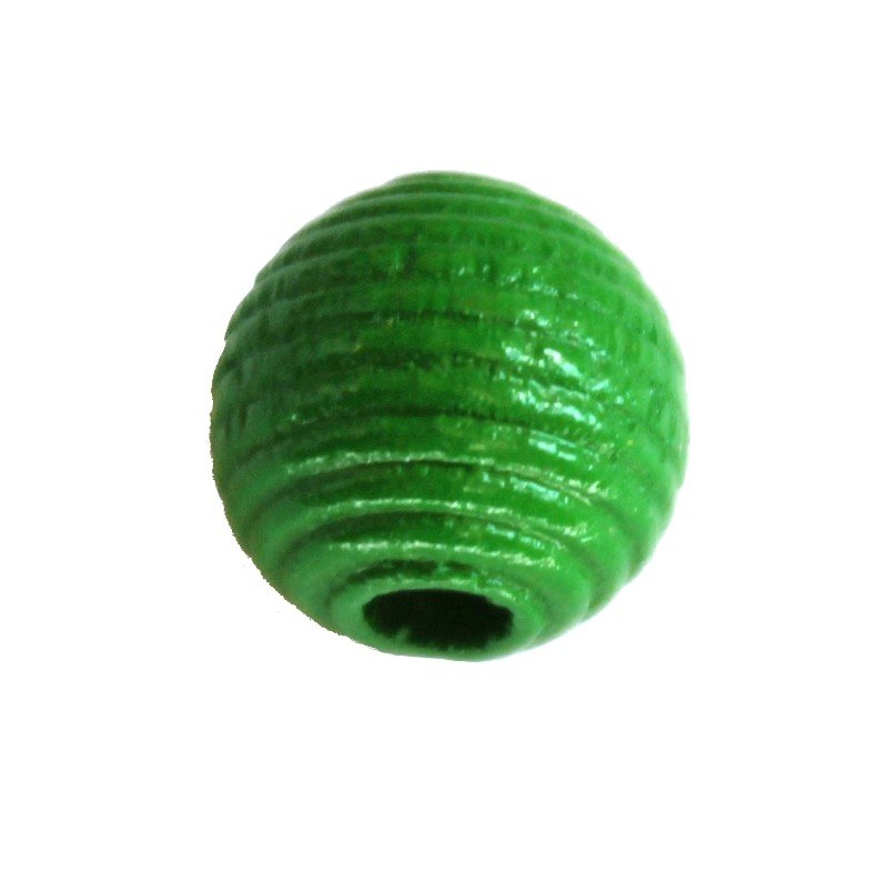 20 stk. - 10 mm rillede tr�perler Grangr�n