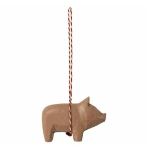 1 stk. julepynt i tr fra Maileg, Gris, Rosa