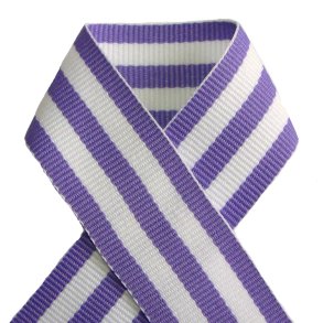 Grosgrainbnd - Lilla/hvid striber