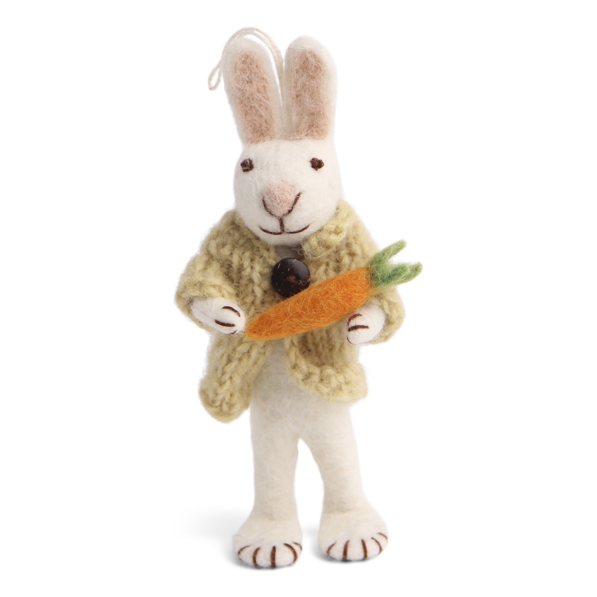 Hvid kanin fra En Gry og Sif filtet - Gul jakke og gulerod