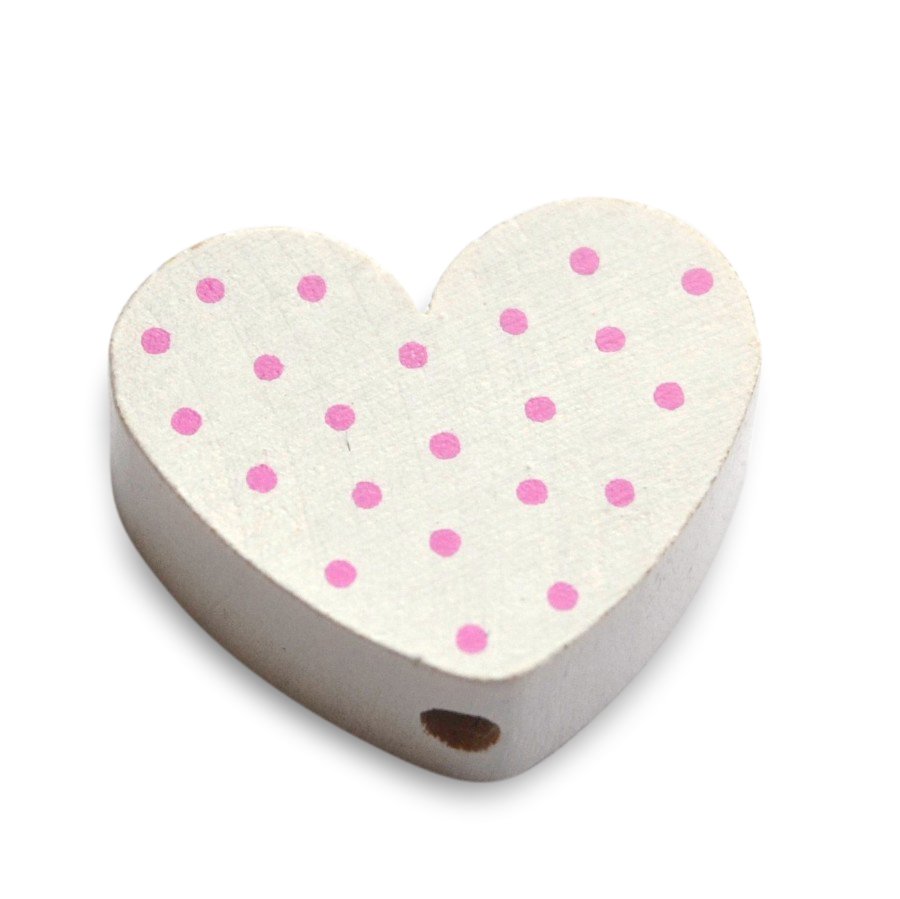 10 stk. Tr�perler - Hjerter med prikker - Lodret - Blandet