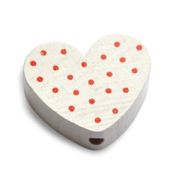10 stk. Tr�perler - Hjerter med prikker - Lodret - Blandet