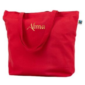 Fairtrade Indk�bstaske, R�d, Med/uden navn