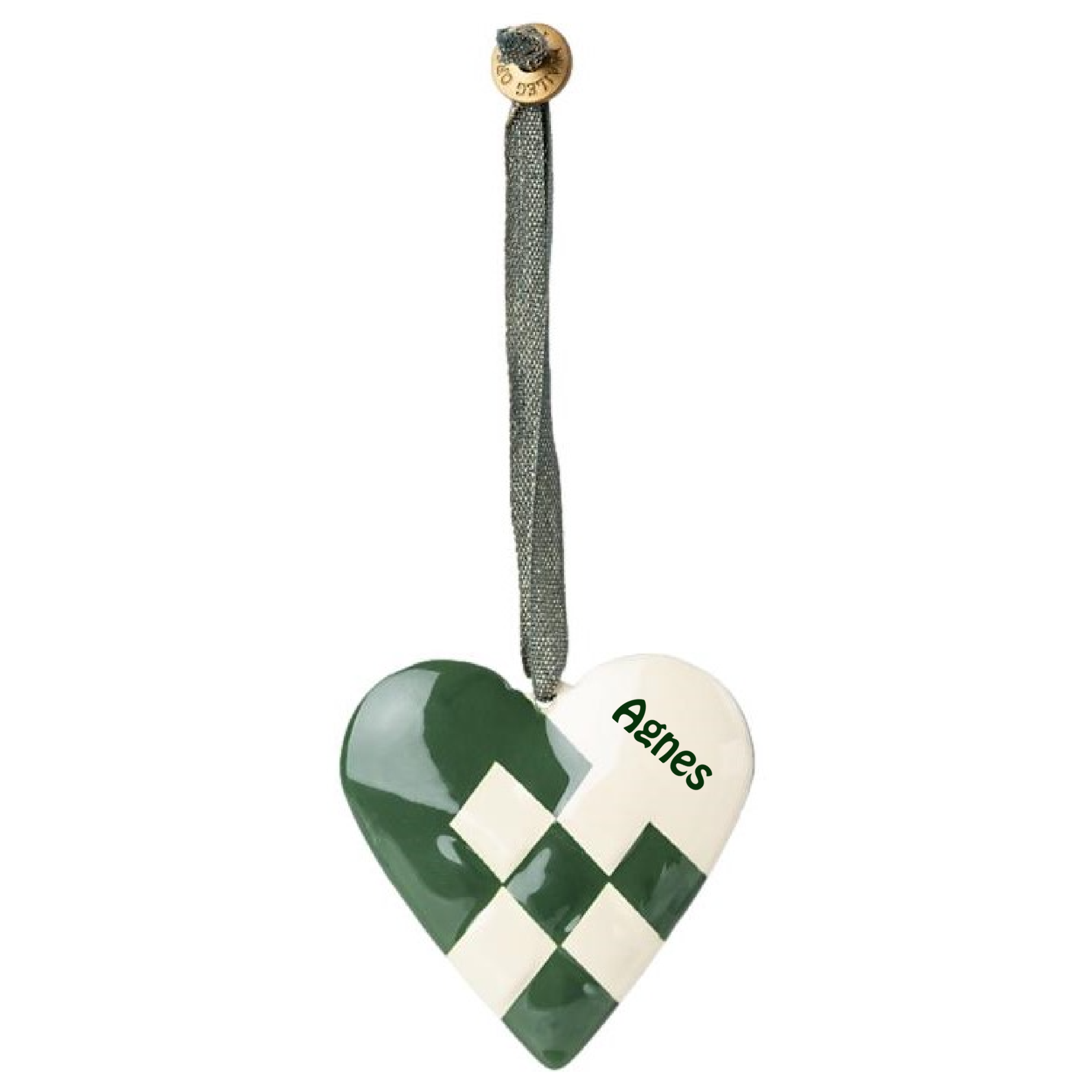 FORUDBESTILLING: 1 stk. Julepynt hjerte fra Maileg - Mrke Grn - med/uden navn