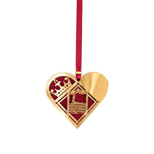 Julepynt hjerte Forgyldt med 18 kt. guld-Prinsessen p rten-XS 5,5 cm-Med/uden rstal