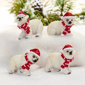 4 stk. Isbjrne med nissehuer