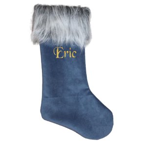 Julesok i velour med pelskant-Bl-Vlg farve p pelskant-med/uden navn