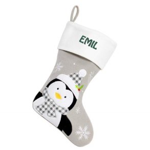 Julesok-Pingvin-Gr-med/uden navn