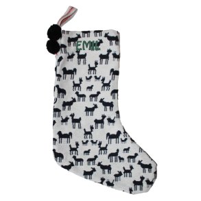 Julesok i kraftig bomuld-Hvid/sort-med/uden navn